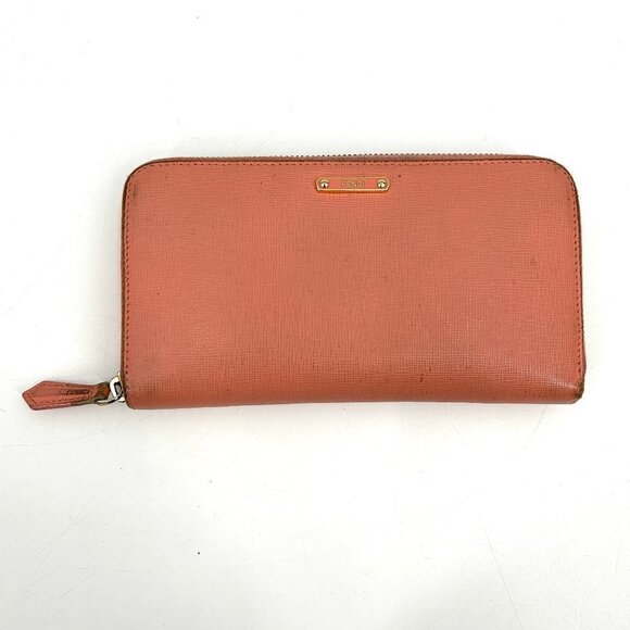 FENDI Light Barbie Pink Leather Full Zip Luxury Designer Long Wallet - Picture 1 of 12